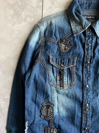 In The Attic Punk Embroidered Patched Denim Shirt