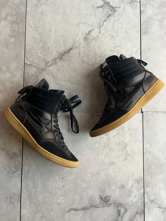 Mihara Yasuhiro Back Paneled Lace Up Suede Trim Leather Sneakers