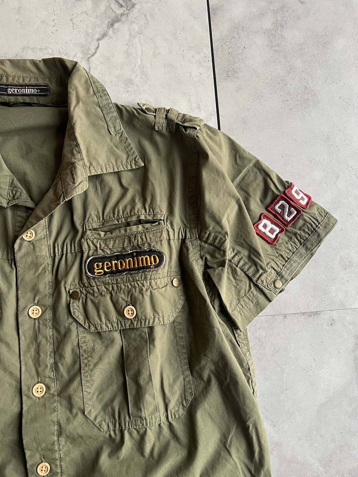 Geronimo Embroidered Military Button Up