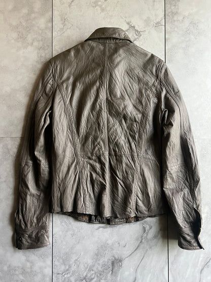 Schlussel Grey Single Zip Western Leather Jacket