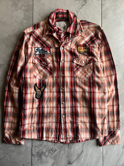 Agate Label Double Layered Embroidered Printed Flannel Shirt
