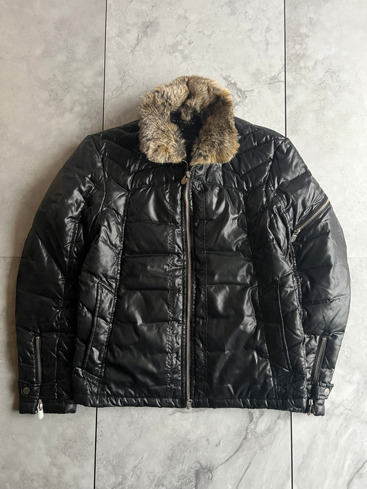 Monseir Nicole Fur Collar Moto Puffer Jacket