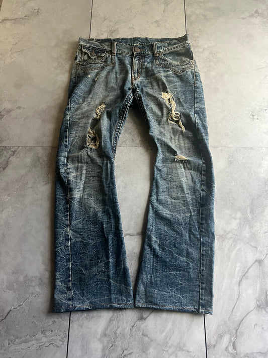 Rattle Trap Acid Wash Distressed Spiral Denim