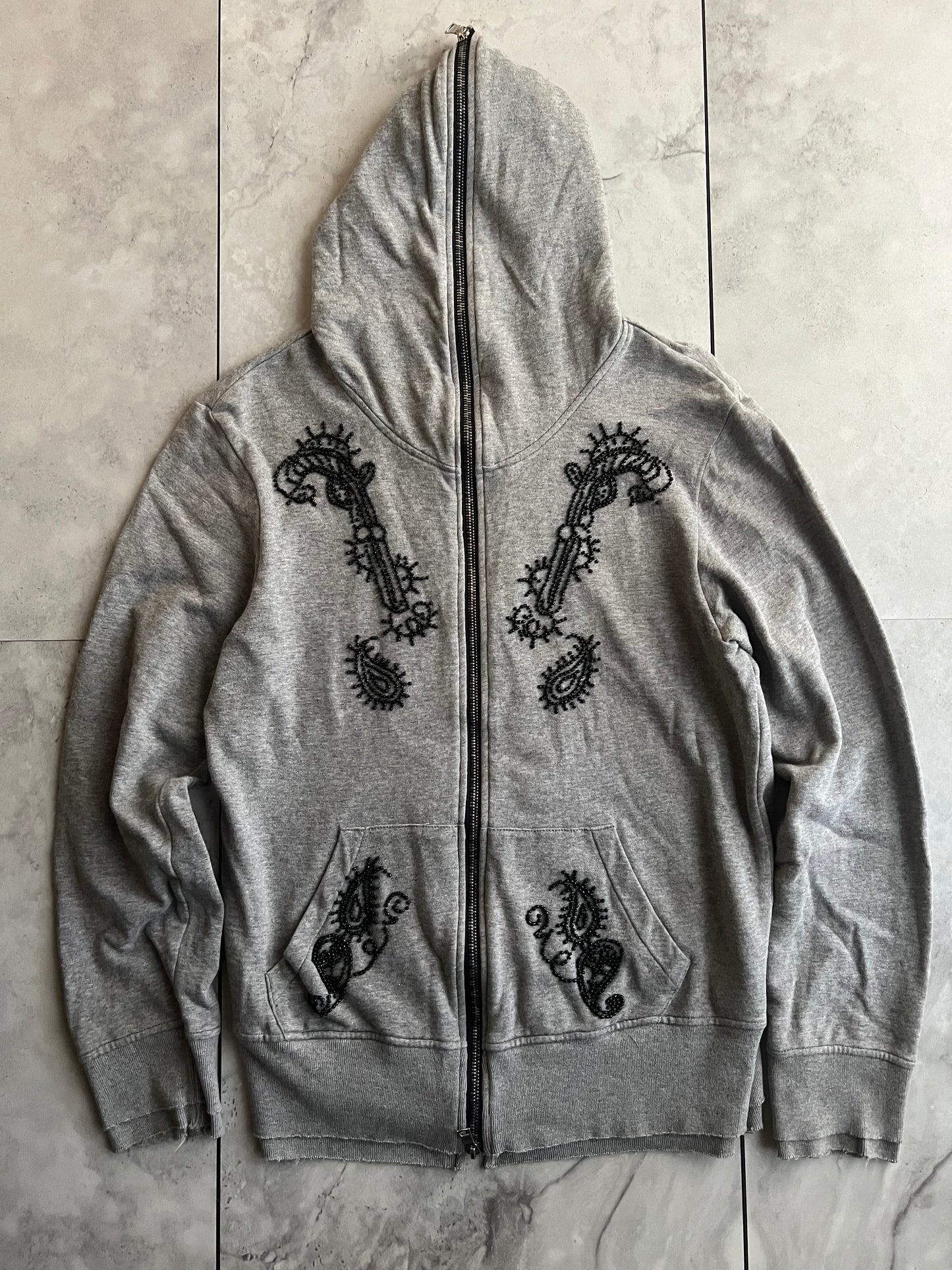 291295 Homme Beaded Embroidery “Guns” Gimp Hoodie