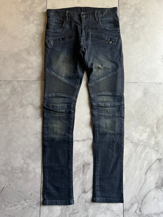 Custom Culture Cotton Back Zipper Biker Denim
