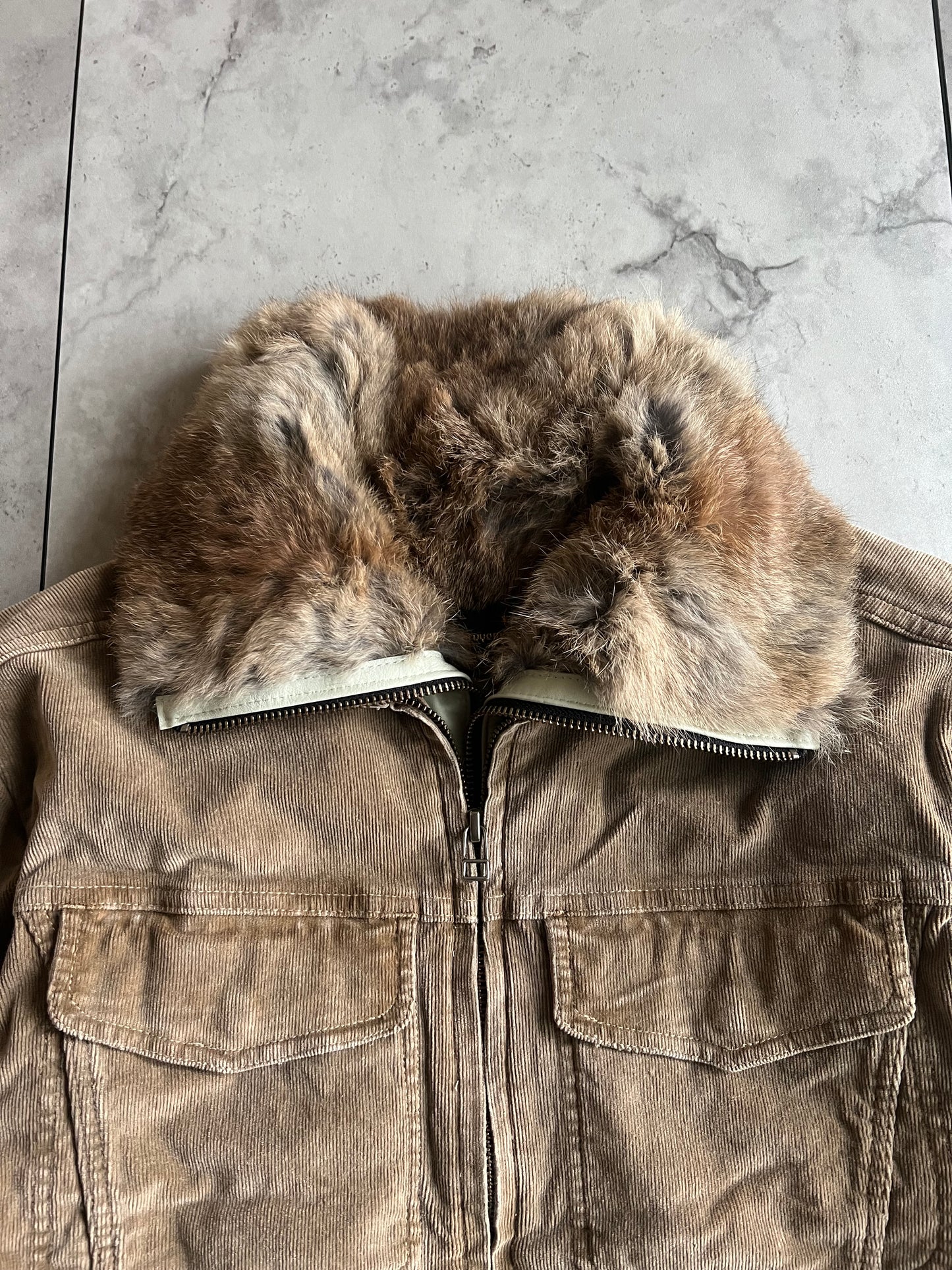 Kyoji Maruyama Rabbit Fur Lined Double Layered Corduroy Jacket