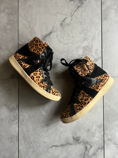 Attachment Pony Hair Leopard Side Zip Boots