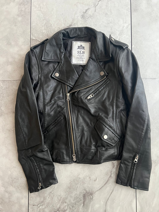 SLB Vintage Cropped Leather Biker Jacket