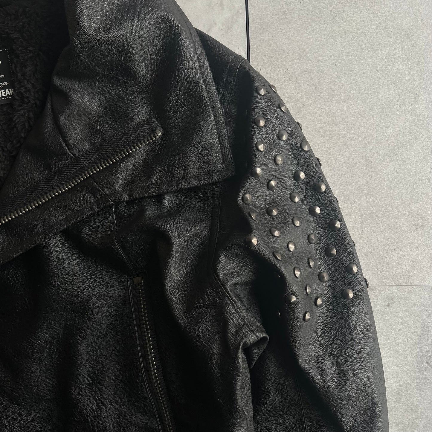 Glad News Studded Arm Leather Jacket