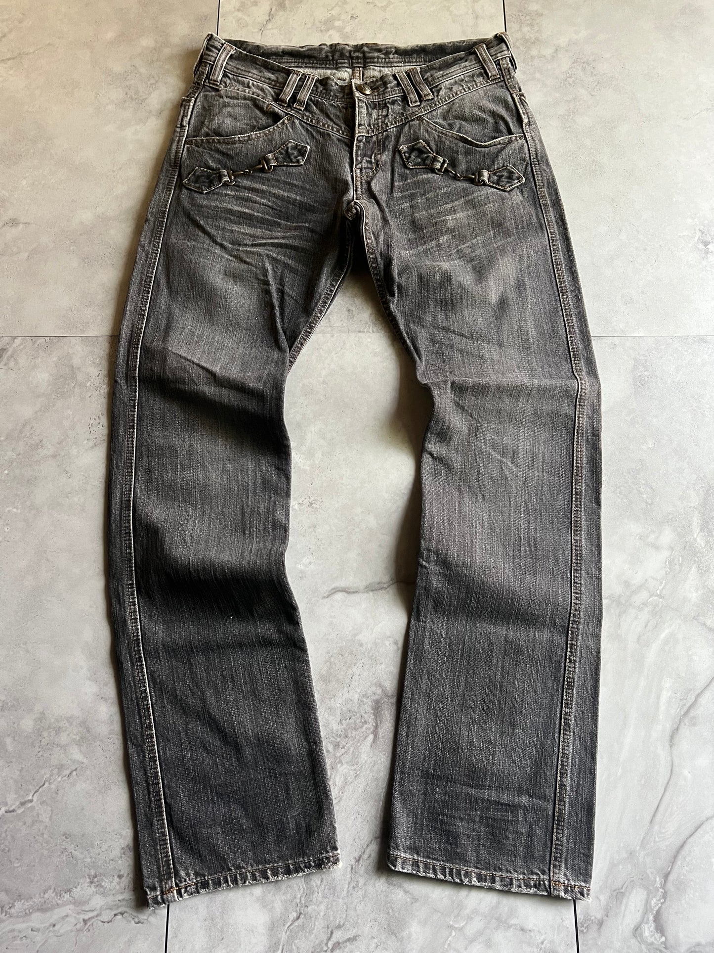 Rattle Trap Horsebit Whisker Wash Denim