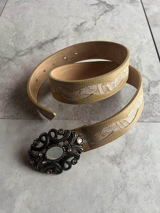 Emporio Armani Regal Snae Effect Leather Belt