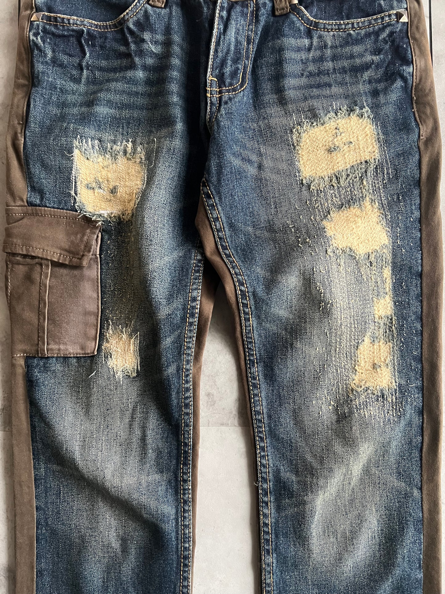 Cook Jeans Studded Hybrid Cargo Pocket Crash Denim