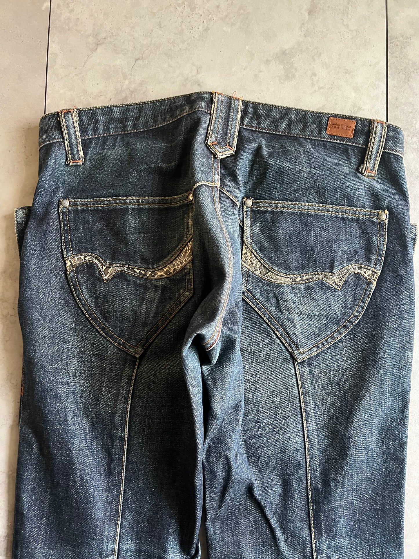 Nicole Club Python Wide Pocket Flared Denim