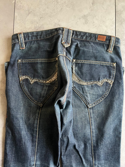 Nicole Club Python Wide Pocket Flared Denim