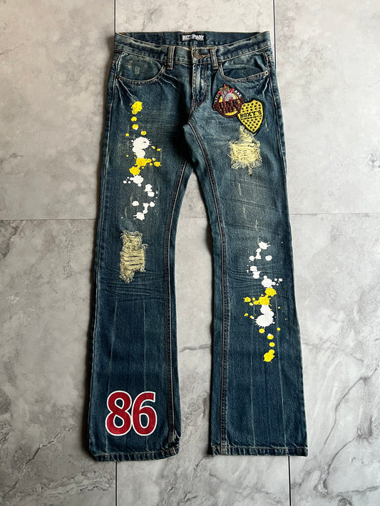 Buzz Spunky Paint Splatter Embroidered Jeans