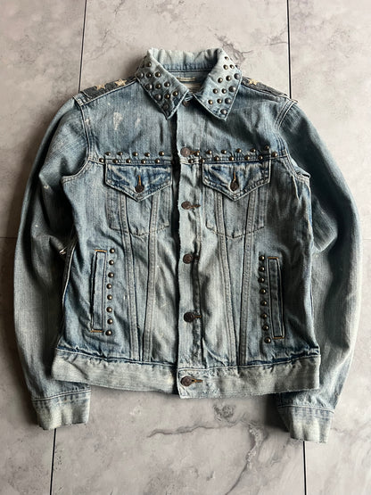 Ralph Denim & Supply Studded American Flag Safety Pin Denim Jacket