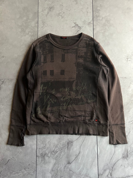 291295 Homme “It’s My World” Heavy Stitch Printed Swearer