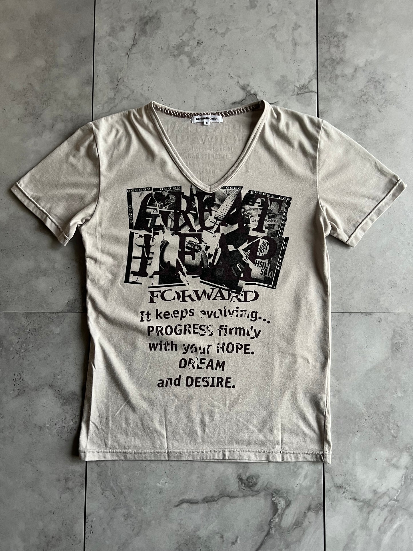 Semantic Design Progress Rhinestone V-Neck Tee