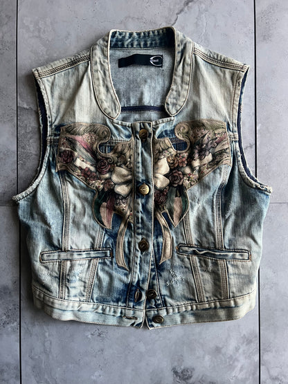 Just Cavalli Cropped Embroidered Elephant Vest