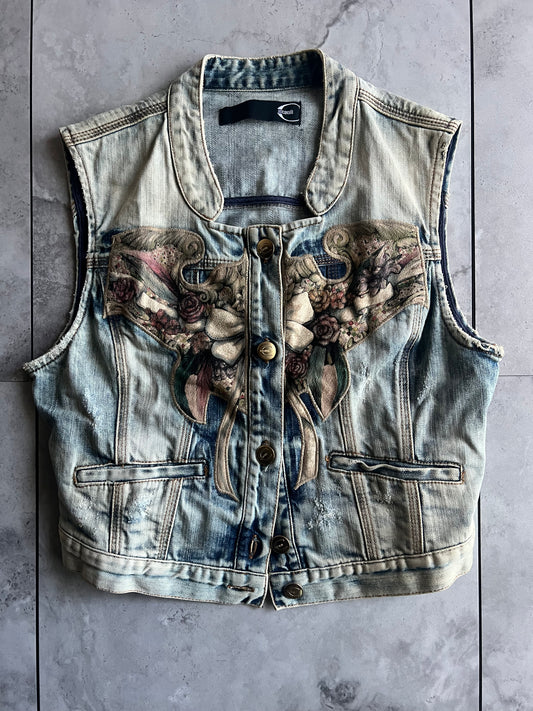 Just Cavalli Cropped Embroidered Elephant Vest