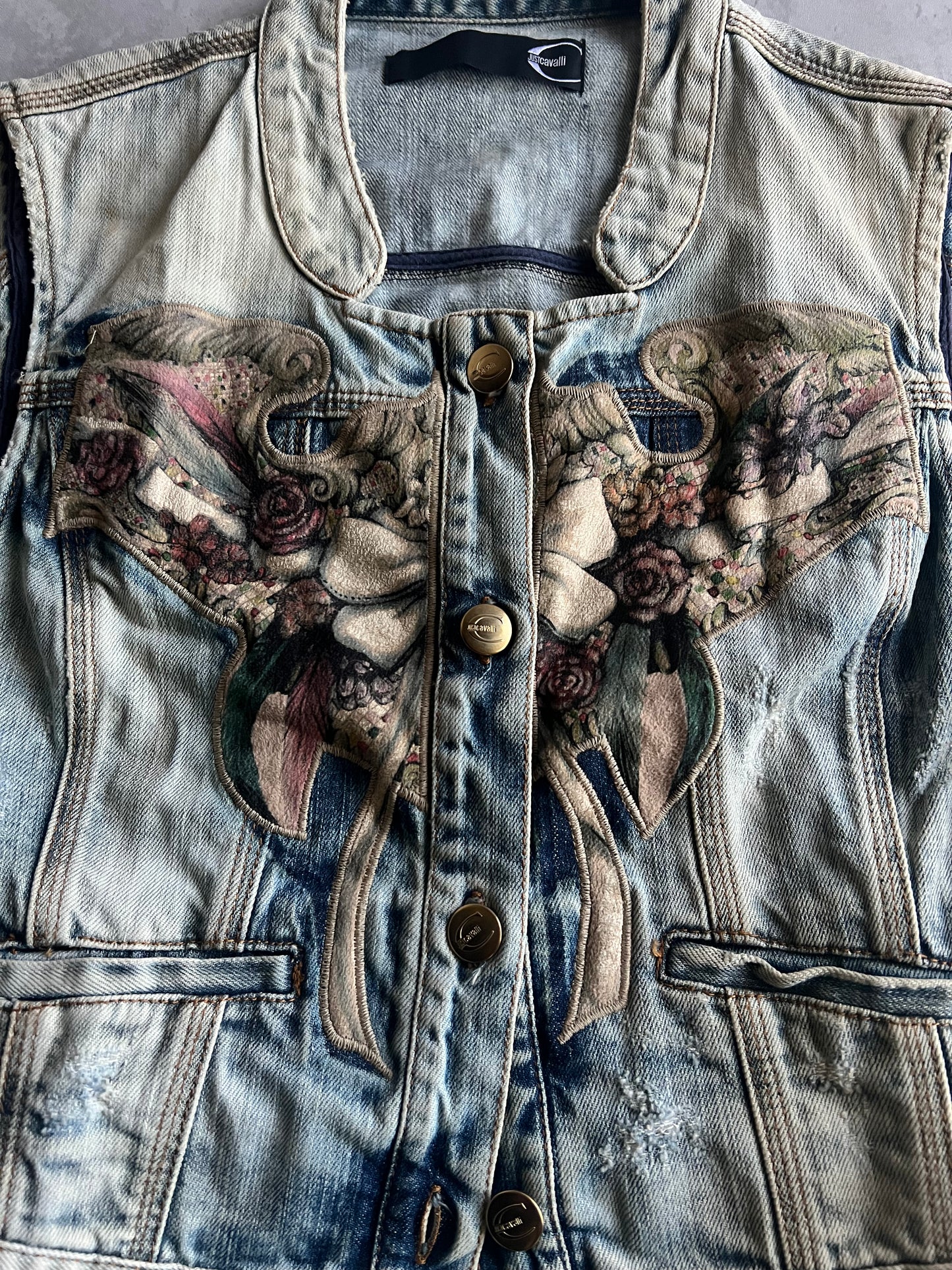 Just Cavalli Cropped Embroidered Elephant Vest