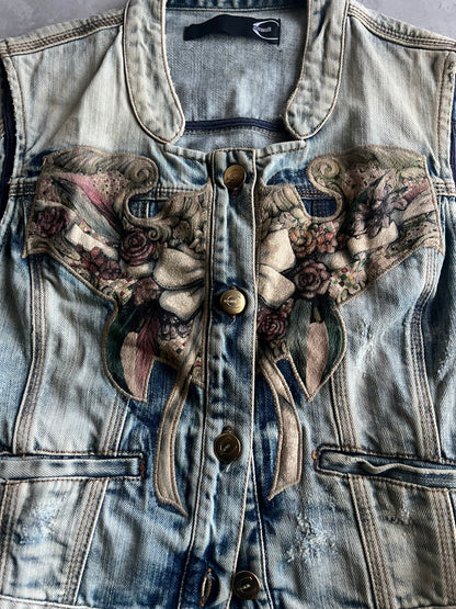 Just Cavalli Cropped Embroidered Elephant Vest