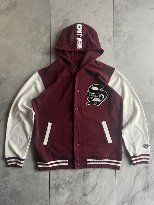 Shelty Embroidered Hooded Varsity Jacket