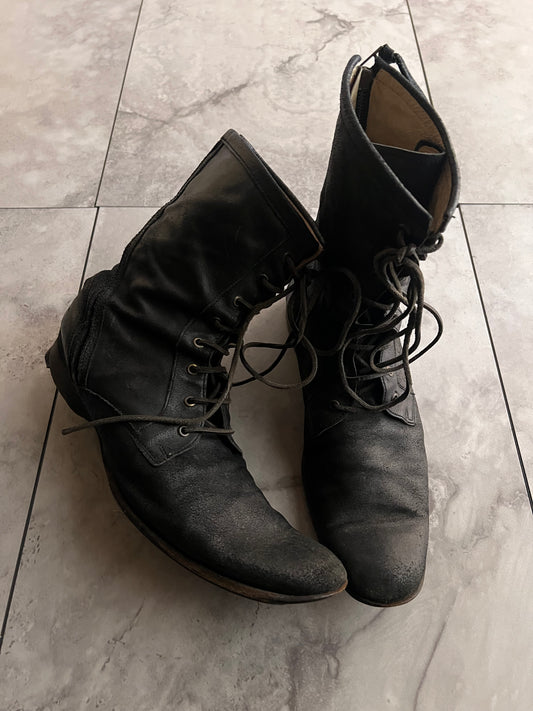 Kyoji Maruyama Cracked Leather Coated Tornado Zip Boots