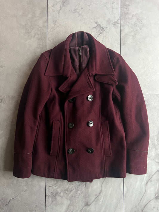 Tete Homme Sweater Layered Blood Red Pea Coat