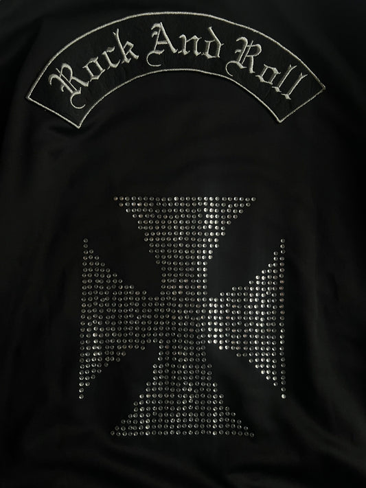 Jackrose “Rock and Roll” Embroidered Rhinestone Zip Up Jacket