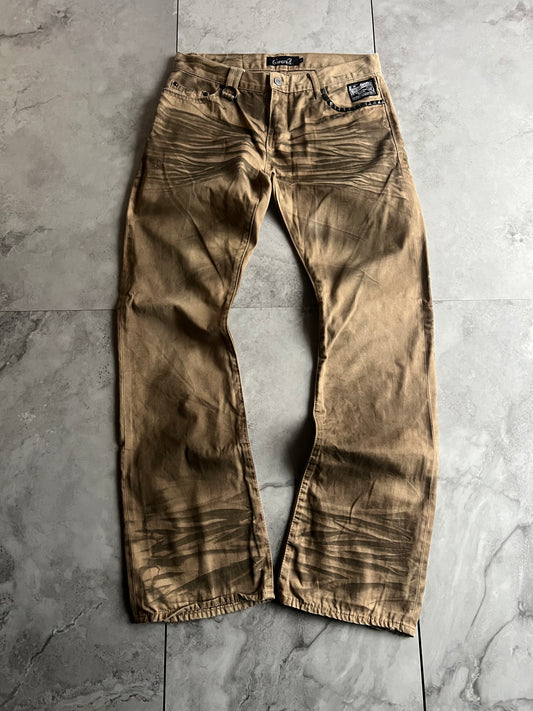 Cavaria Studded Pocket Whisker Wash Bootcut Denim