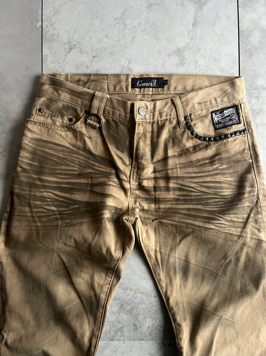 Cavaria Studded Pocket Whisker Wash Bootcut Denim