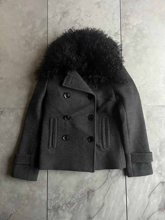 Wjk Melton Fur Collar Pea Coat