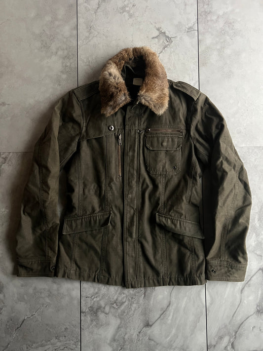 Abx Rabbit Fur Collar Military Jacket