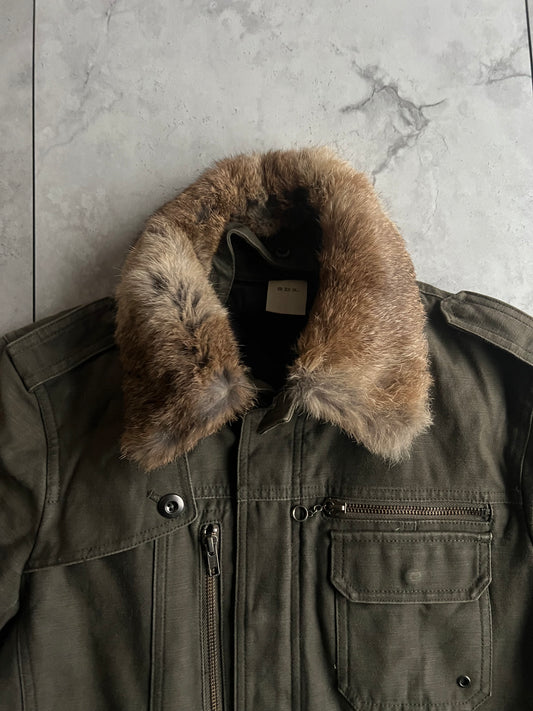 Abx Rabbit Fur Collar Military Jacket