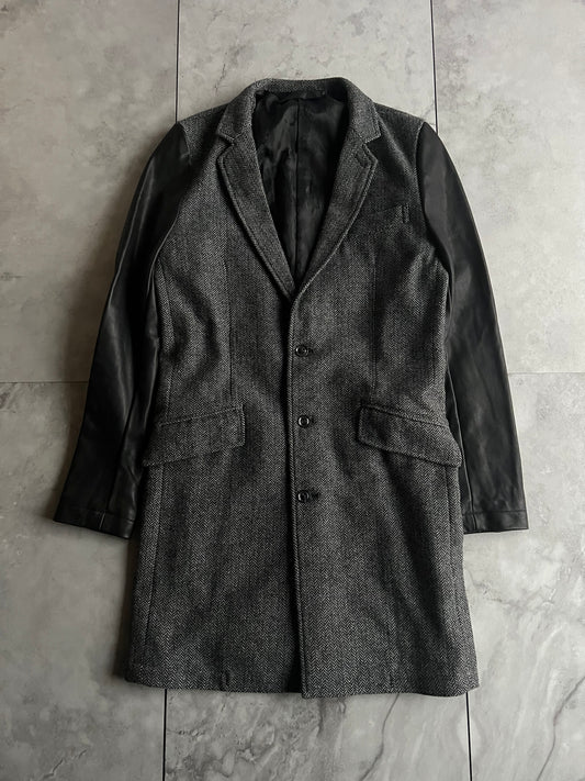 Fuga Leather Sleeve Long Coat