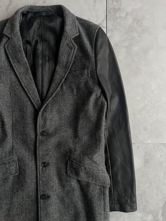 Fuga Leather Sleeve Long Coat