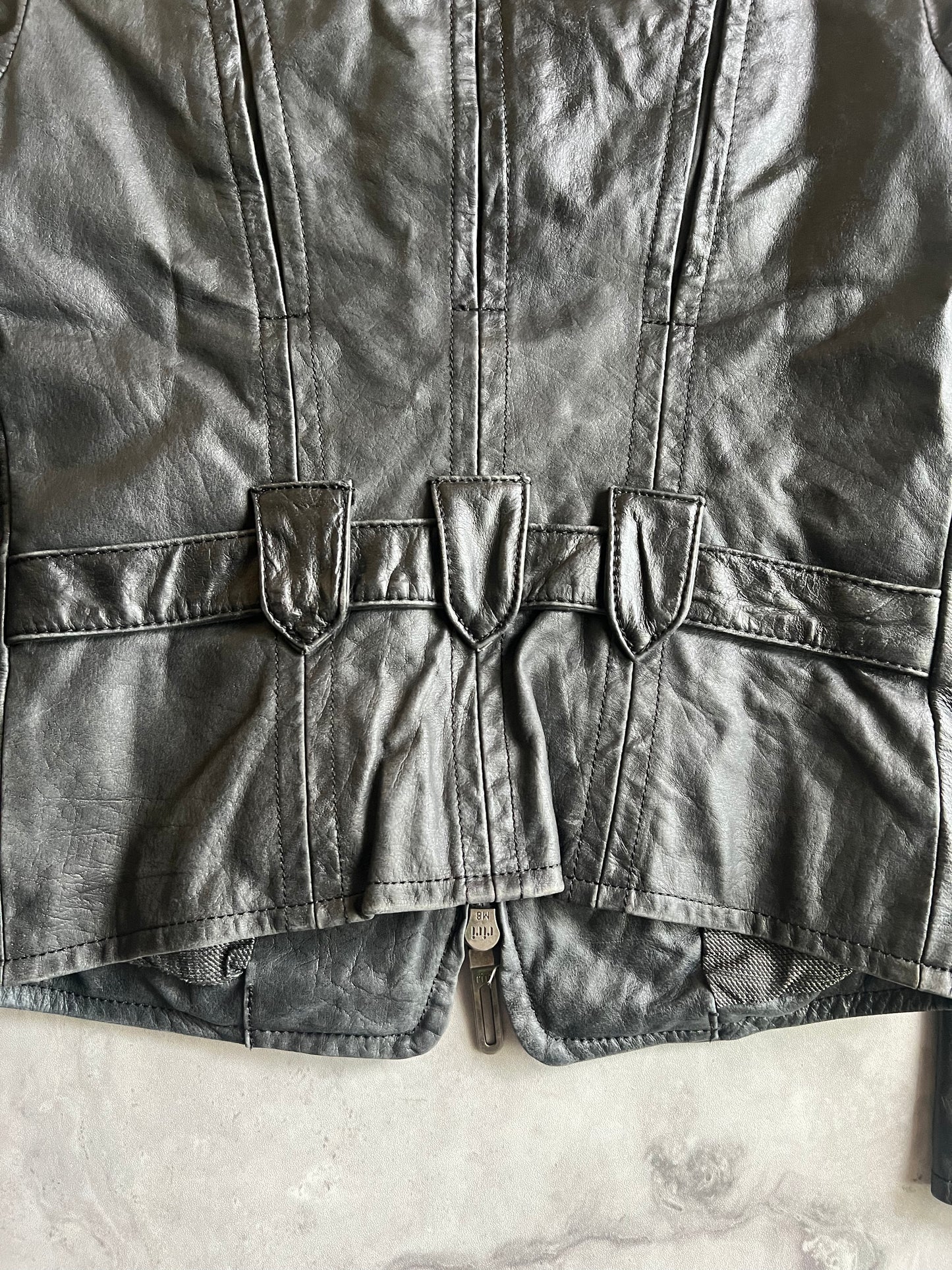 Galaabend Half Zip Cropped Blazer Leather Jacket
