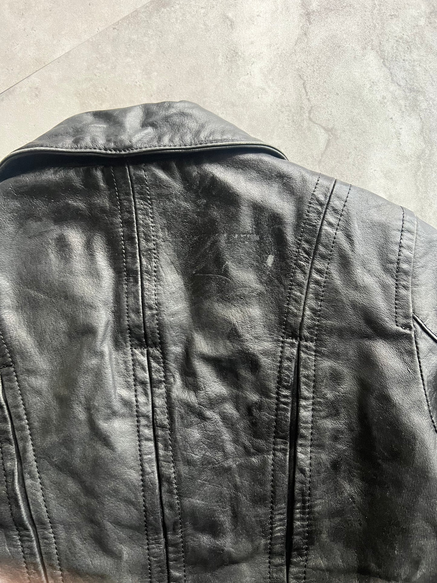Galaabend Half Zip Cropped Blazer Leather Jacket