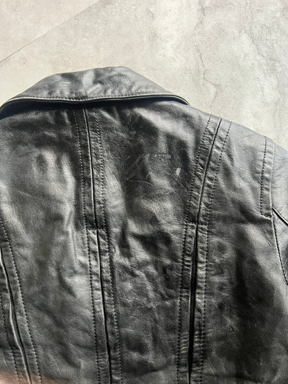 Galaabend Half Zip Cropped Blazer Leather Jacket