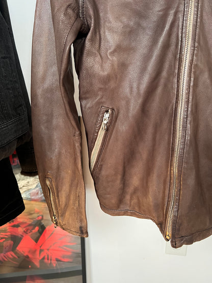Nano Universe Sheepskin Leather Camo Cotton Lined Zipper Jacket