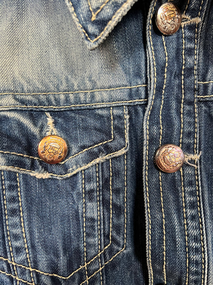 Xfrm Rhinestone Embellished Light Wash Denim Jacket