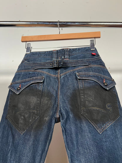 Rielabo Overwaxed Dark Engineer Bootcut Denim