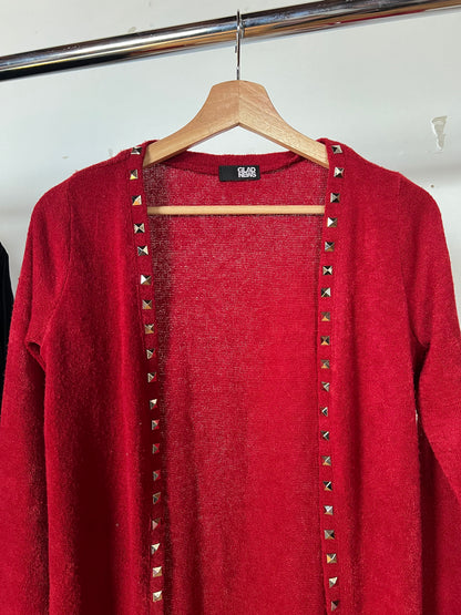 Glad News Red Studded Cardigan