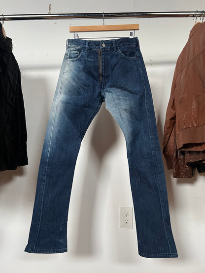 Lad Musician Faded Wash Exposed Zipper Denim