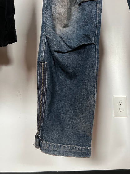 291295 Homme Denim Zipper Rust Wash Cargo Pants