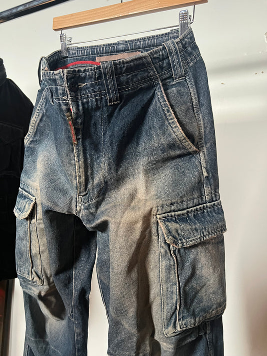 291295 Homme Denim Zipper Rust Wash Cargo Pants